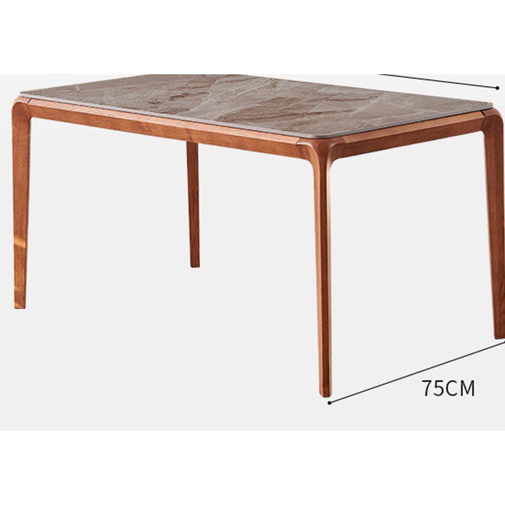 Solid wood dining table with sintered stone top