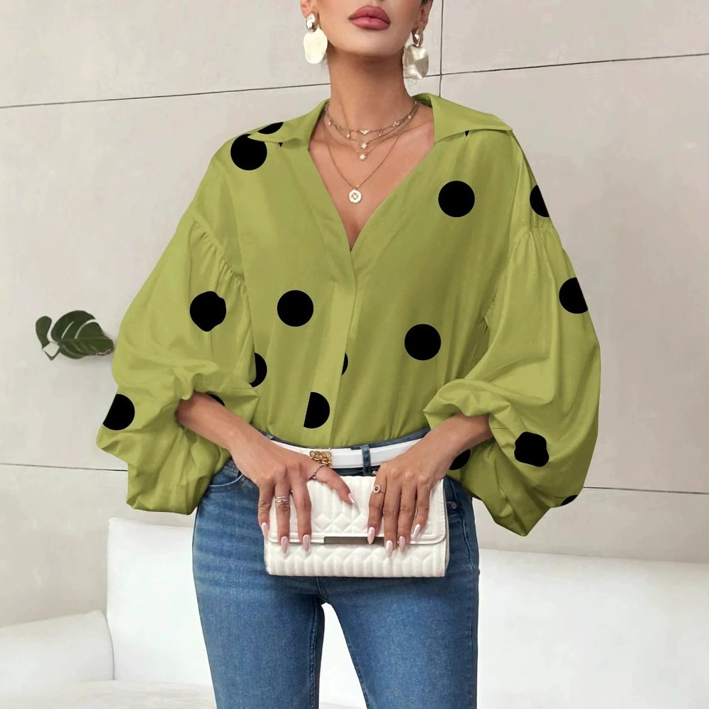 Women's polka dot chiffon blouse