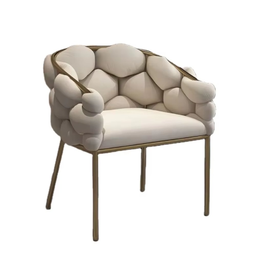 Padded accent chair with gold legs