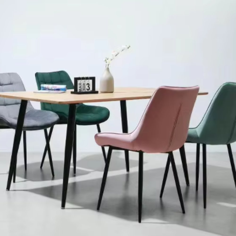 Velvet dining chairs with metal legs