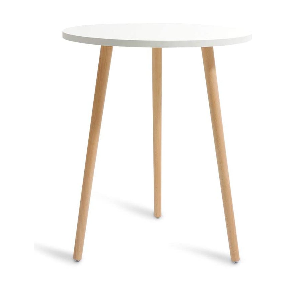 Round three-leg wooden coffee table
